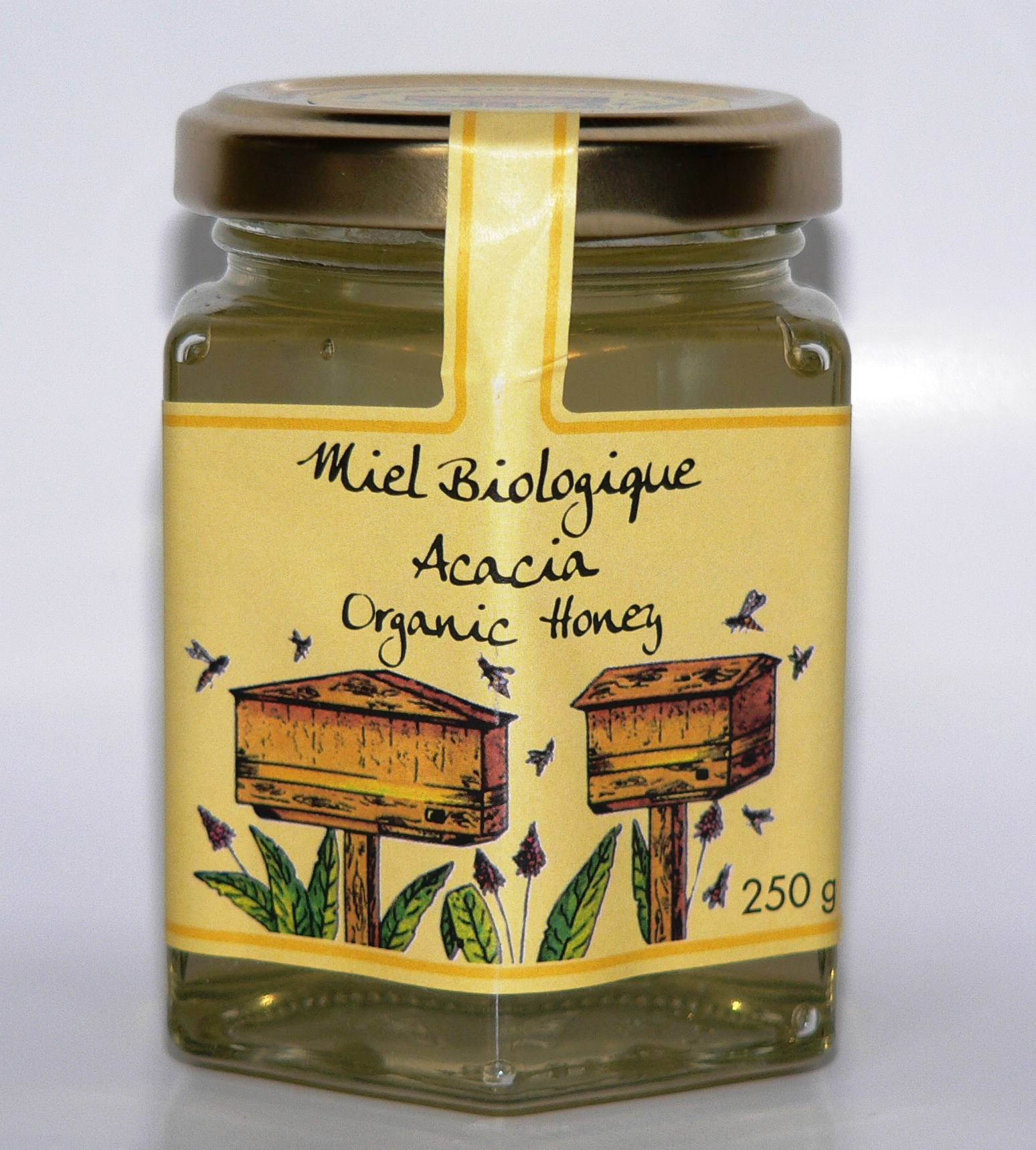 Miel d'acacia biologique et Pizzo Free.  250 gr.